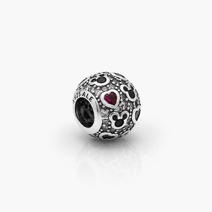PCH0069P Charm Plata .925 Rodizado Mickey Mouse Corazones 0069 - Imagen 1