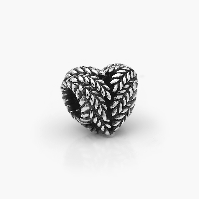 PCH0083P Charm Plata .925 Rodizado Corazón Hojas 0083 - Imagen 1