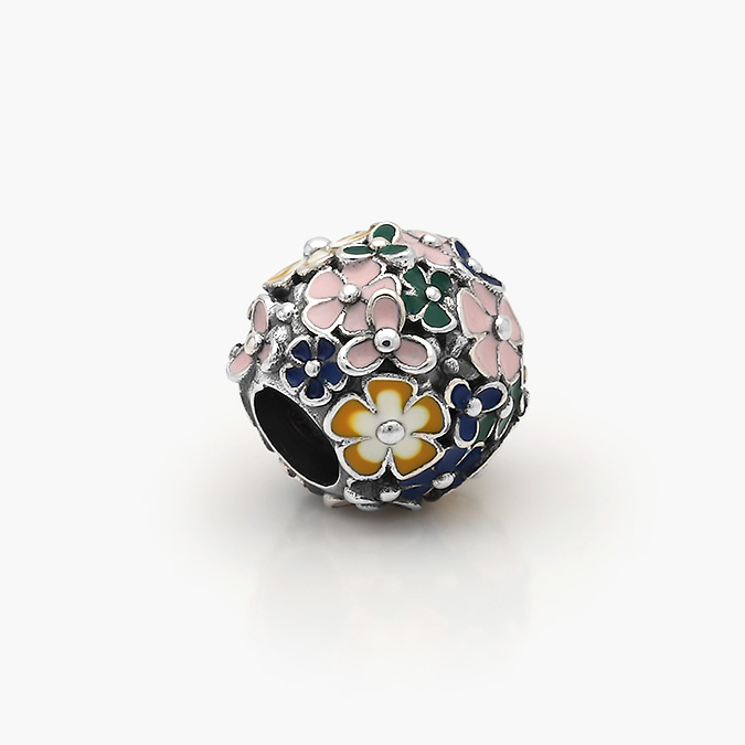 PCH0105P Charm Plata .925 Rodizado Flores Esmalte 0105 - Imagen 1