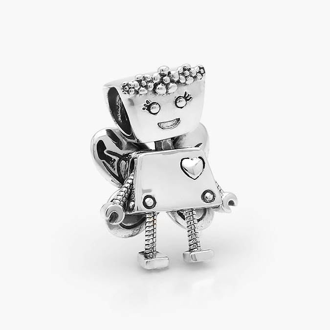 PCH0109P Charm Plata .925 Rodizado Niña Robot Hada 0109 - Imagen 1