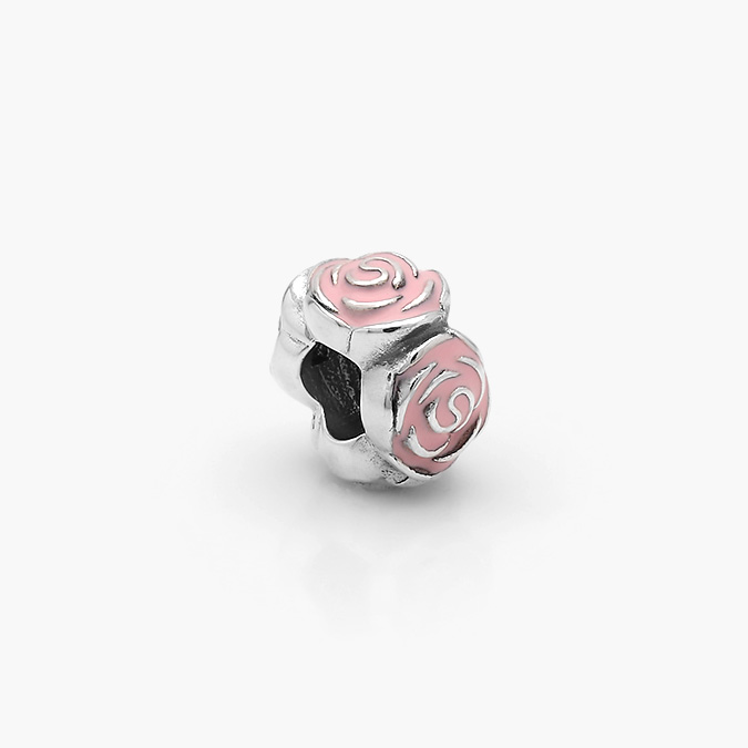 PCH0113P Charm Plata .925 Rodizado Rosas Esmalte Rosa 0113 - Imagen 1