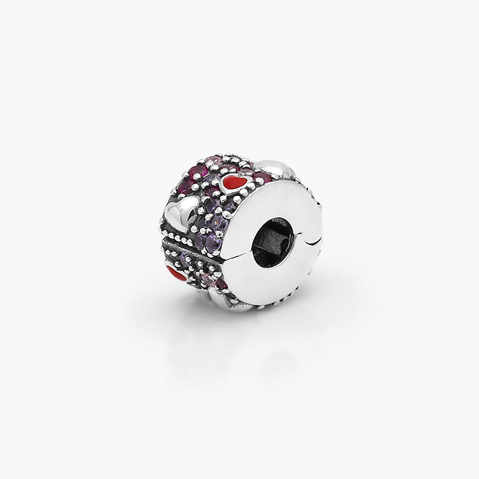 PCH0163P Clip Plata .925 Rodizado Corazones Zirconias & Esmalte 0163 - Imagen 1