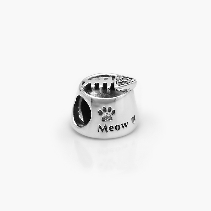 PCH0255P Charm Plata .925 Rodizado Tazón Mascota 0255 - Imagen 1