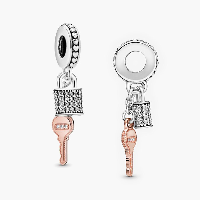 llave Colgante Plata .925 & ALE MET Rodizado Llave Candado 0241 - Imagen 1