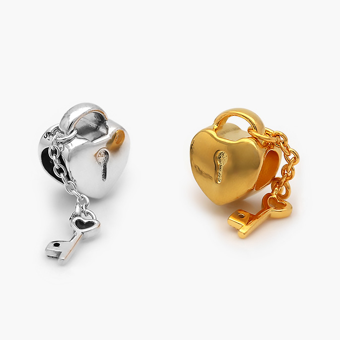 PCH0256 Charm Plata .925 Rodio & ALE MET Corazón Llave 0256 - Imagen 1