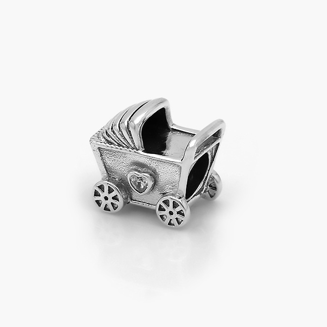 PCH0287P Charm Plata .925 Rodizado Carriola Corazón 0287 - Imagen 1