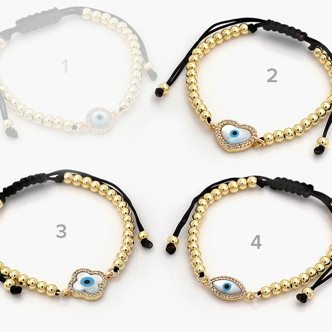 marca56 Pulso Macramé Chapa de Oro Ojo Turco - Imagen 1