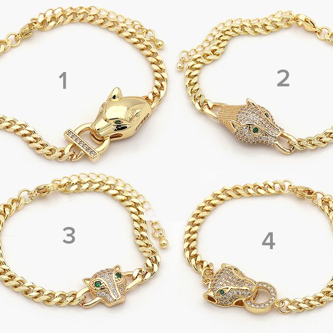 MPU729 Pulso Chapa de Oro Jaguar Zirconias 0729 - Imagen 1