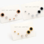 Set Aretes Acero Inoxidable Números Romanos 1415 - Oro