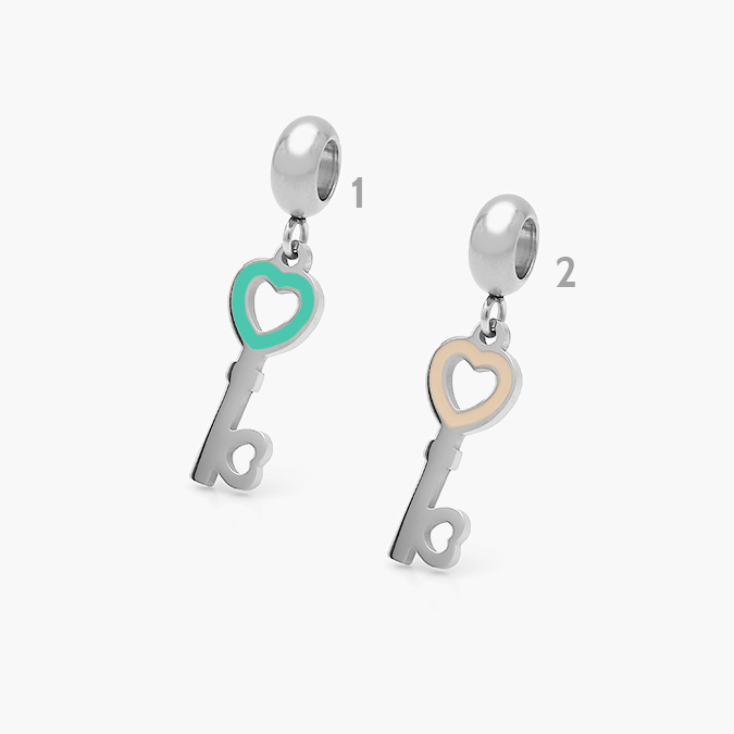 ACH0392 Colgante Acero Inoxidable Llave Corazón Esmalte 0392 - Imagen 1