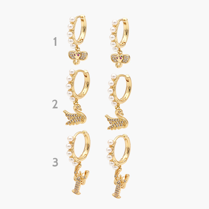 CA40725 Hoops Chapa de Oro Animales Perlas 0725 - Imagen 1