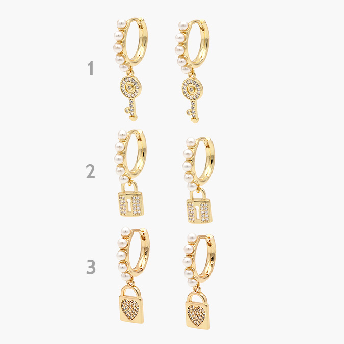 CA40726 Hoops Chapa de Oro Candados/Llaves Perlas 0726 - Imagen 1