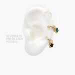 Broqueles Chapa de Oro Estrella Zirconia 0380 - Blanca