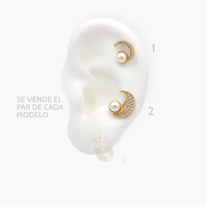 marcate320 Broqueles Chapa de Oro Perlas 0378 - Imagen 1