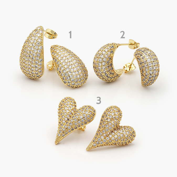 CA10449 Aretes Chapa de Oro Zirconias 0449 - Imagen 1
