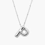 Collar Iniciales Chapa de Rodio Globo 11 - P