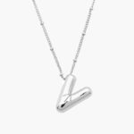 Collar Iniciales Chapa de Rodio Globo 11 - V