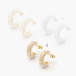 Aretes Chapa de Oro/Rodio Perlas 0451 - Modelo 1
