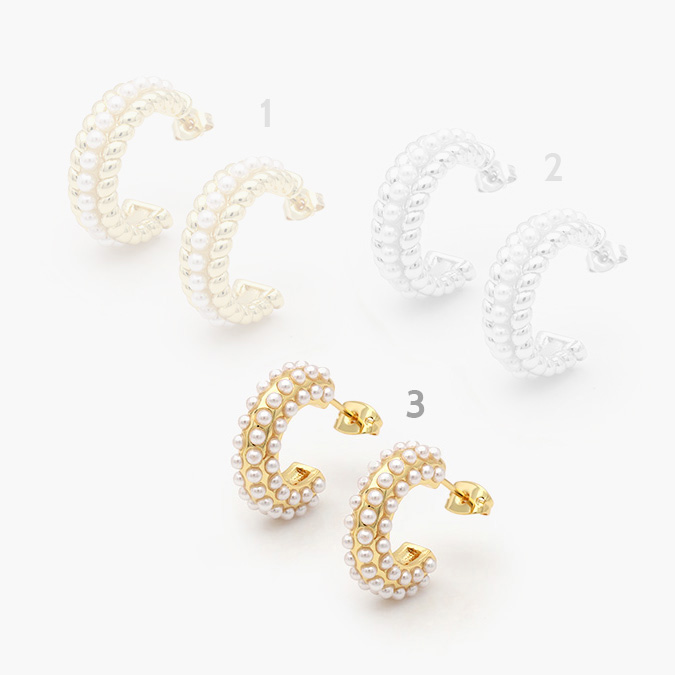 ca10451 Aretes Chapa de Oro/Rodio Perlas 0451 - Imagen 1