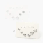 Set Aretes Corazones Madre Perla Acero Inoxidable Grupo 3
