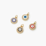 Dije Chapa de Oro Ojo Turco Esmalte - Rojo
