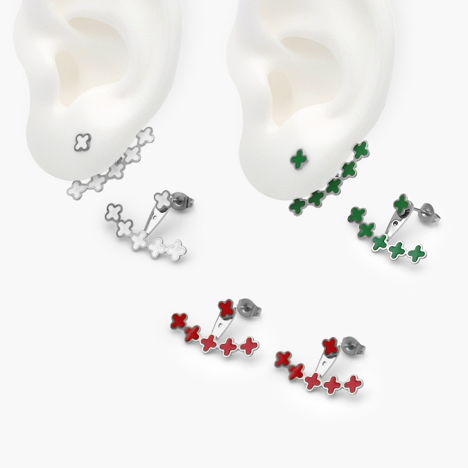 AA10053 Aretes Acero Inoxidable Flores Esmalte 0053 - Imagen 1