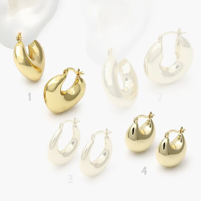 CA10755 Arracadas Chapa de Oro Chunky 0755 - Imagen 1
