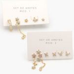 Aretes 5/6 pzs Chapa de Oro Zirconias 0121 - Modelo 1