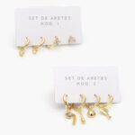 Aretes 4 pzs Chapa de Oro Corazones 0130 - Modelo 1