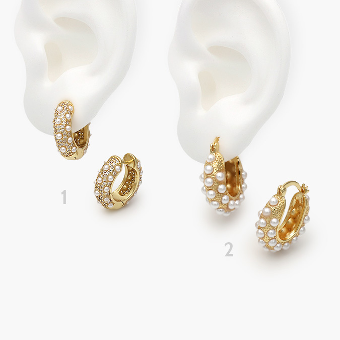 CA40751 Arracadas Chapa de Oro Perlas 0751 - Imagen 1