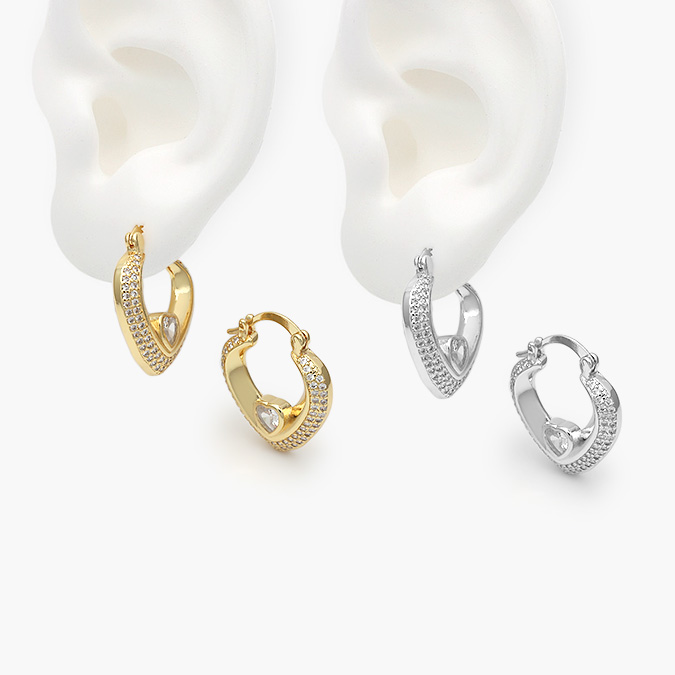 CA40767 Arracadas Chapa de Oro/Rodio Zirconia 0767 - Imagen 1