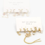 Aretes 6 pzs Chapa de Oro Perlas 0125 - Modelo 1