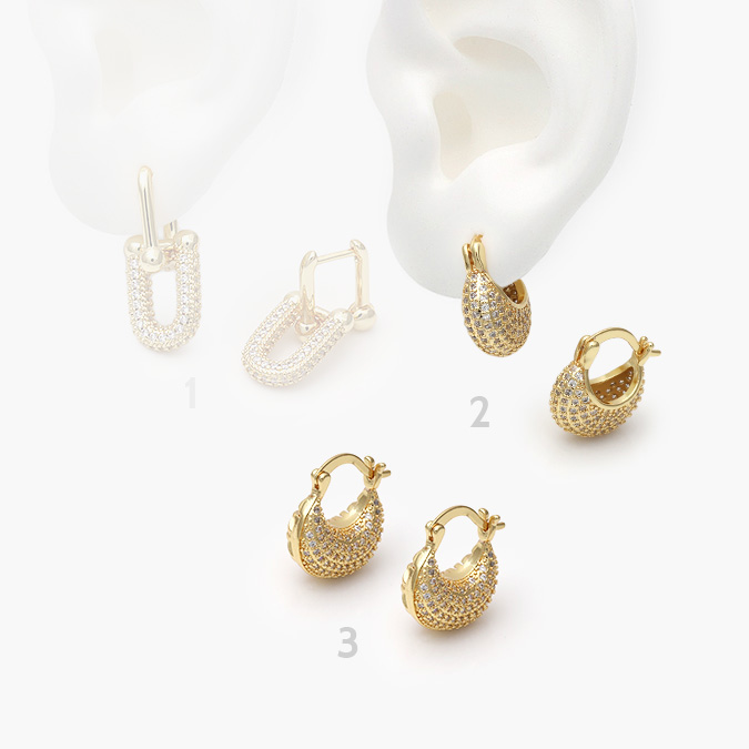 marcaca200 Arracadas Chapa de Oro Zirconia 0740 - Imagen 1