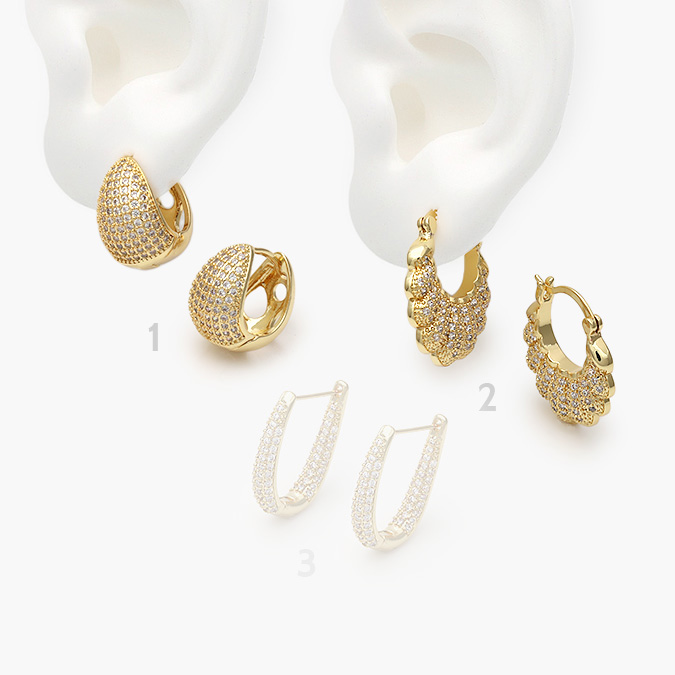 marcate308 Arracadas Chapa de Oro Zirconia 0744 - Imagen 1