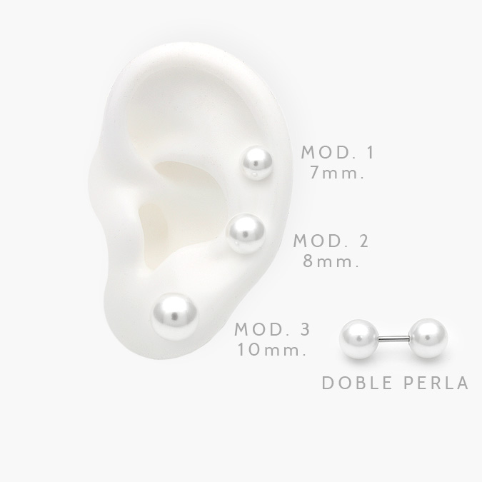 AAP0207 Piercing Acero Inoxidable Doble Perla 0207 - Imagen 1