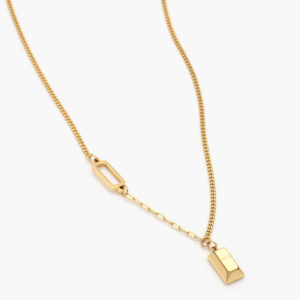 Collar Acero Inoxidable Barra de Oro 0413