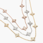 Collar Acero Inoxidable Flores Tréboles Madre Perla 423 - Oro