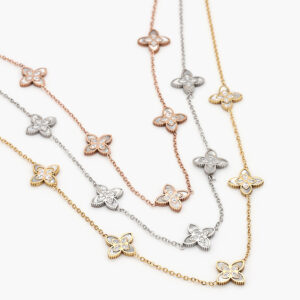 Collar Acero Inoxidable Flores Tréboles Madre Perla 423