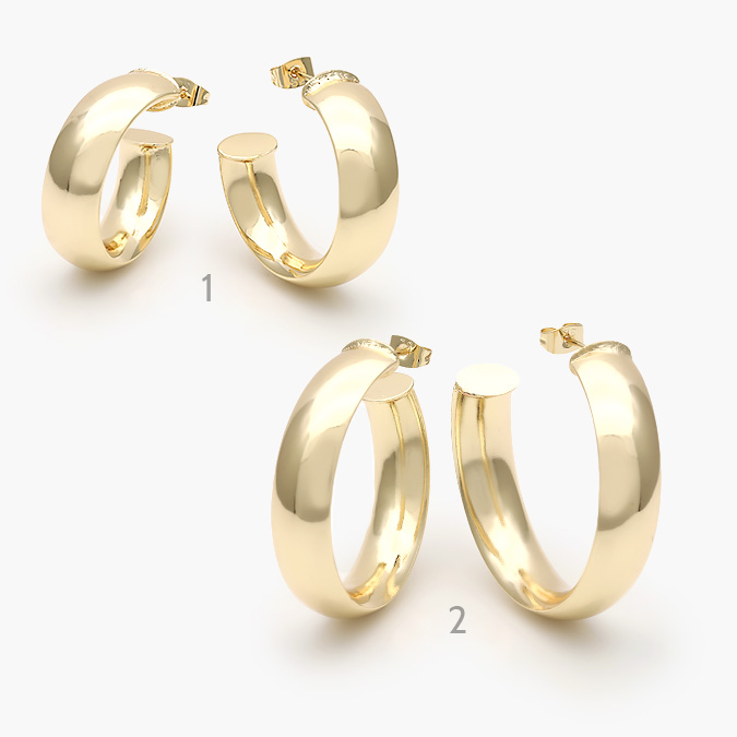 CA10465 Aretes Chapa de Oro Liso 465 - Imagen 1