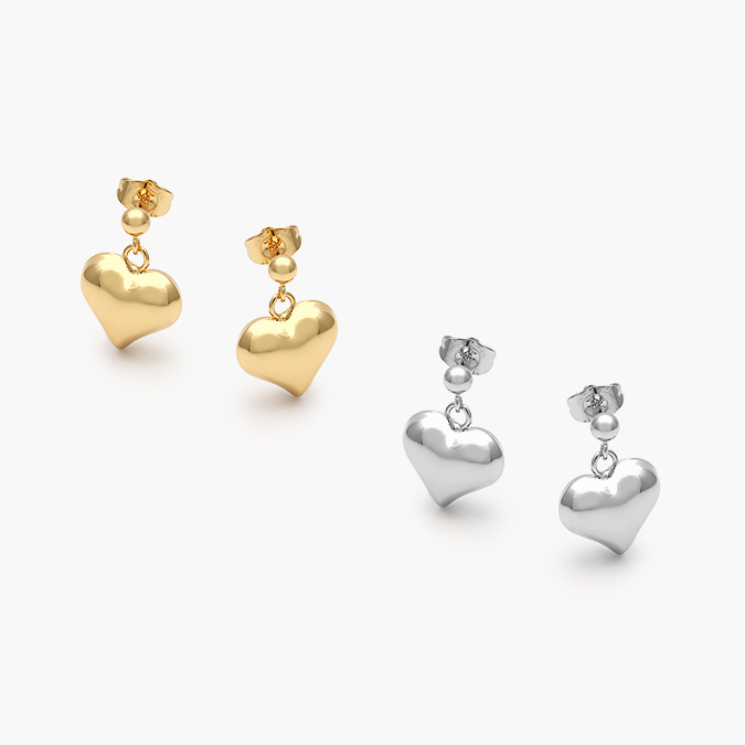 CA10474 Aretes Chapa de Oro/Rodio Corazones 474 - Imagen 1