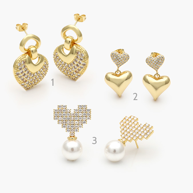 CA10493 Aretes Chapa de Oro Corazones 493 - Imagen 1