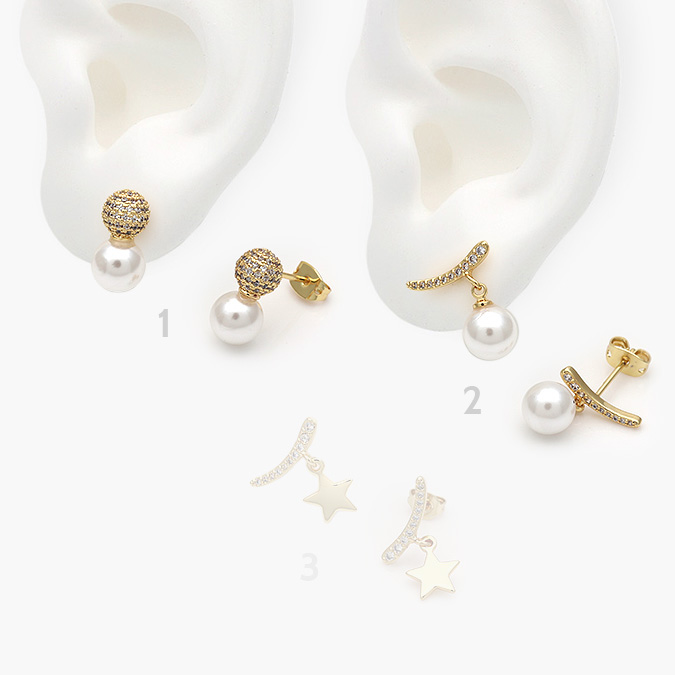 CA50393 Broqueles Chapa de oro Perlas 393 - Imagen 1