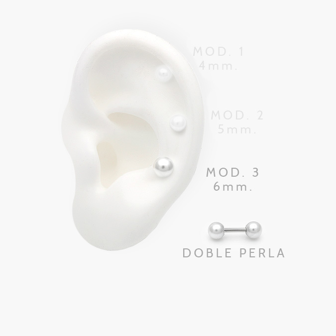 marcate117 Piercing Acero Inoxidable Doble Perla 0206 - Imagen 1