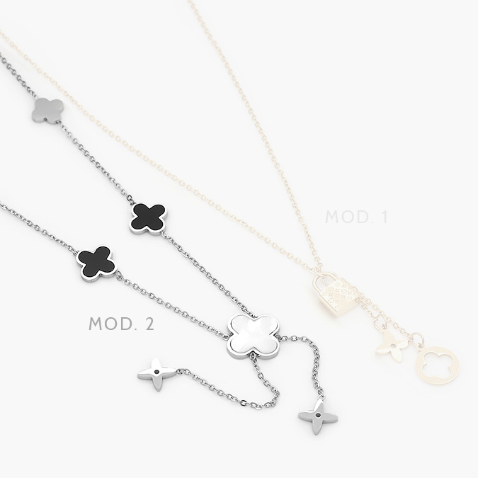 AD0448 Collar Acero Inoxidable Flor Candado 448 - Imagen 1