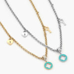 Collar Acero Inoxidable Flor Esmalte 459 - Oro