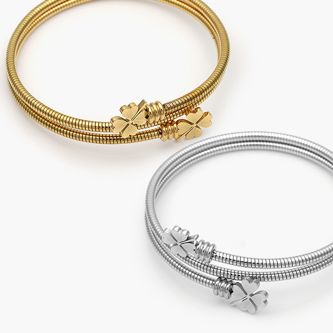 AP0476 Brazalete Acero Inoxidable Trebol 4 hojas 476 - Imagen 1