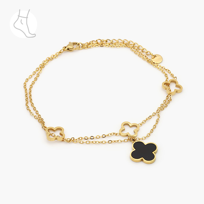 AT0013 Tobillera Acero Inoxidable Flor Esmalte 13 - Imagen 1