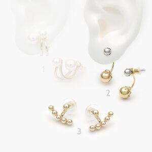 Aretes Chapa de oro Perlas/Bolitas 529