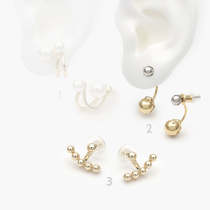 mascara44 Aretes Chapa de oro Perlas/Bolitas 529 - Imagen 1