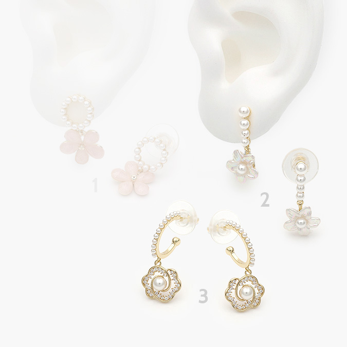 mascara53 Aretes Chapa de oro Flores Perlas 516 - Imagen 1